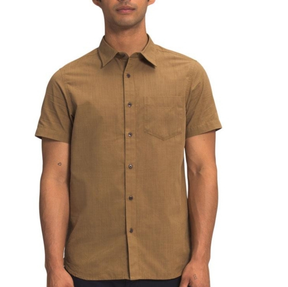 The North Face Hammetts Mens Short Sleeve Cotton Buttondown Shirt Brown Medium